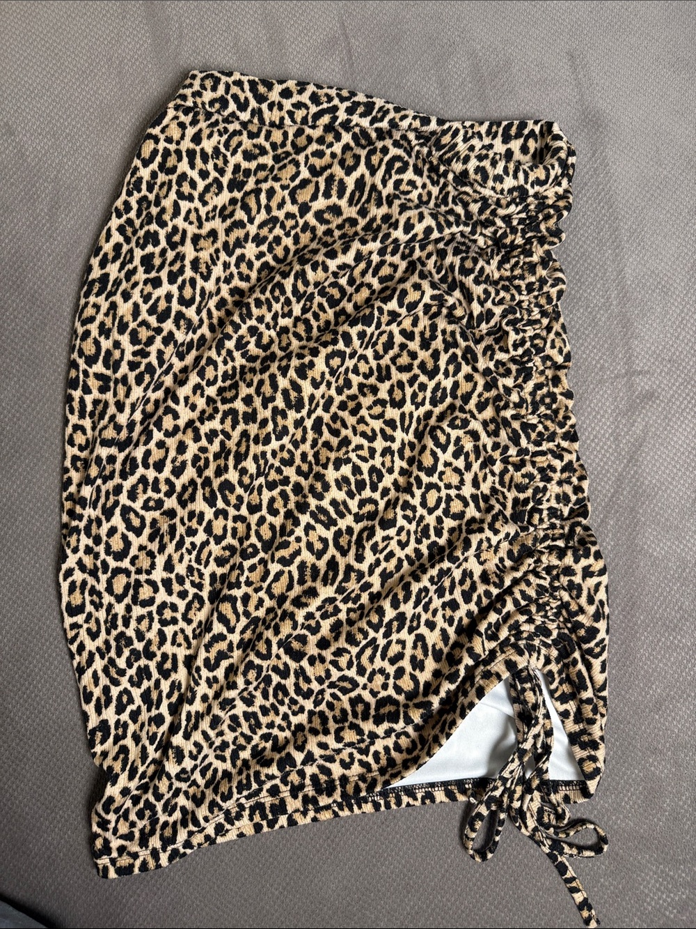 Stowaway Collection Ruched Leopard-Print Midi Skirt (maternity friendly)